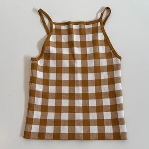 Madewell Brown and White Checkered Tank Top